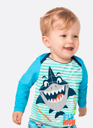 Camiseta Praia  com Proteção Solar Baby Tubarão