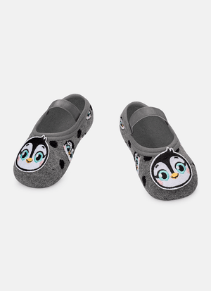 Meia Sapatilha Bebê Menina Antiderrapante Pinguim