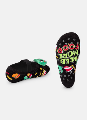 Meia Sapatilha Menino Antiderrapante com LED Dino Food
