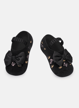 Meia Sapatilha com Antiderrapante Bebê Menina Laço