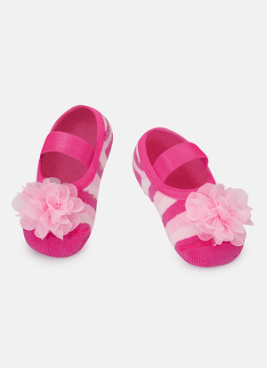 Meia Sapatilha com Antiderrapante Bebê Menina Flor