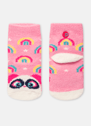 Meia Soquete Bebê Panda Arco Íris