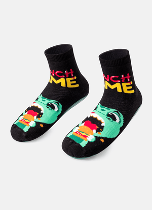 Meia Soquete Menino Sola Emborrachada Dino Food