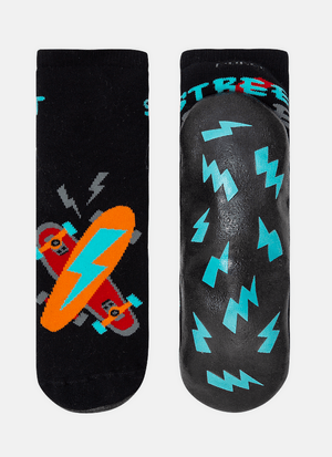 Meia Soquete Cano Médio com Sola Emborrachada Menino Skate