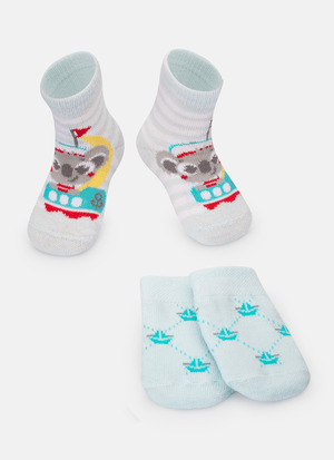Kit com Meia e Luva Bebê Menino Coala