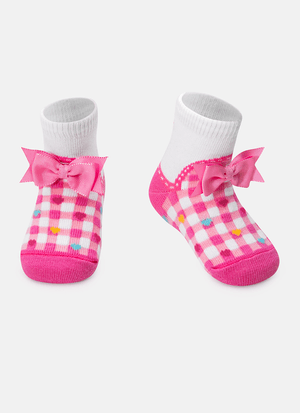 Meia Soquete Bebê Menina Xadrez