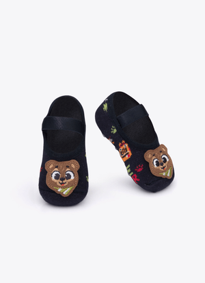 Meia Sapatilha com Antiderrapante Bebê Menino Urso